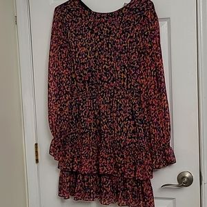 Bar III Colorful Long Sleeve Dress with Ruffles